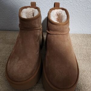 UGG Chestnut Suede Boots with Cozy Lining